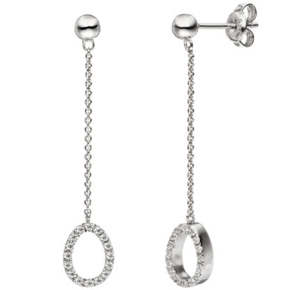 Ohrstecker lang "Tropfen" 925 Silber mit Zirkonia weiß