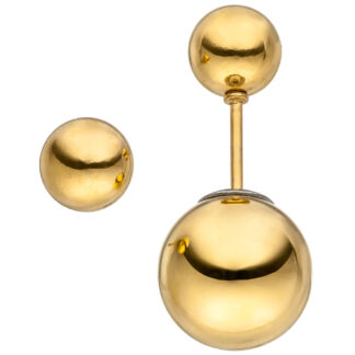 Kugelohrstecker "Doubleface" Edelstahl/PVD gelbgoldfarben