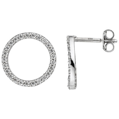 Ohrstecker ringförmig 925 Silber mit Zirkonia weiß