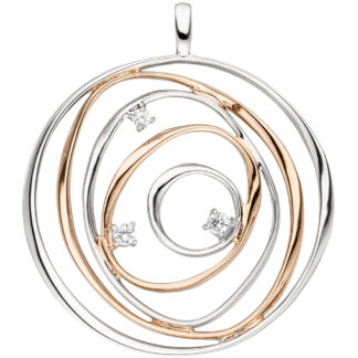 Anhänger "Universo" 925 Silber/teilrotvergoldet mit 3 Zirkonia weiß