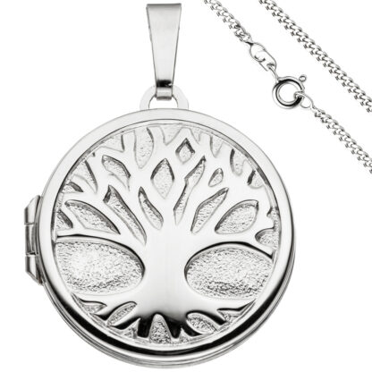 Collier/Panzerkette mit Medaillon "Lebensbaum" 925 Silber 50 cm