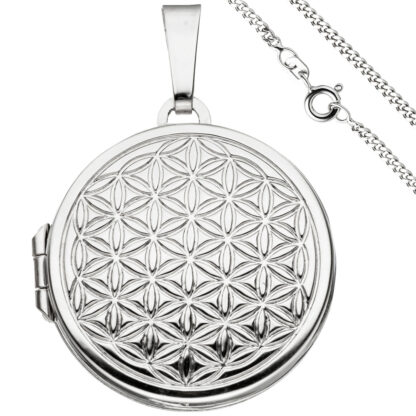 Collier/Panzerkette mit Medaillon "Blume des Lebens" 925 Silber