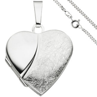 Collier/Panzerkette mit Herz-Medaillon  925 Silber 50 cm