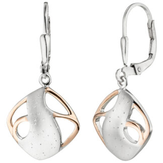 Boutons 925 Silber/teilrotvergoldet mit Glitzereffekt geometrisch