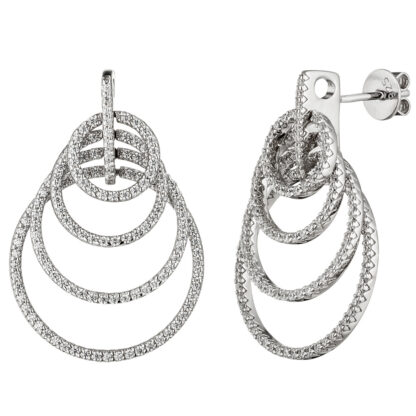 Ohrstecker "4 Ringe" 925 Silber mit Zirkonia weiß