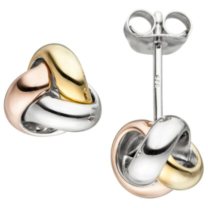 Ohrstecker "Knoten" tricolor 925 Silber
