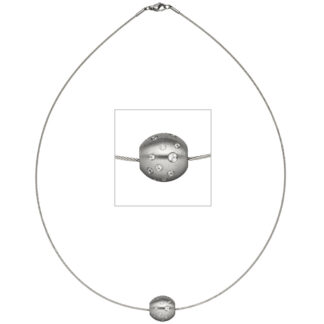 Collier/Halsreif mit Kugel-Anhänger Edelstahl und Zirkonia weiß