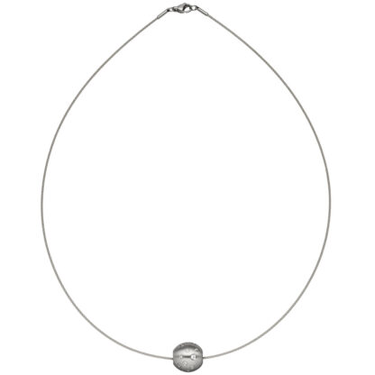 Collier/Halsreif mit Kugel-Anhänger Edelstahl und Zirkonia weiß – Bild 3