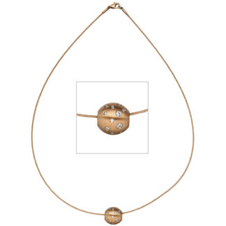Collier/Halsreif mit Kugel-Anhänger Edelstahl/PVD rotgoldfarben, Zirkonia