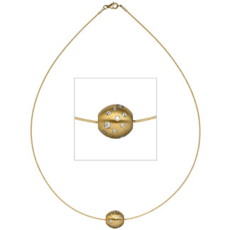 Collier/Halsreif mit Kugel-Anhänger Edelstahl/PVD goldfarben, Zirkonia
