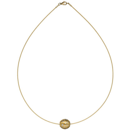 Collier/Halsreif mit Kugel-Anhänger Edelstahl/PVD goldfarben, Zirkonia – Bild 3