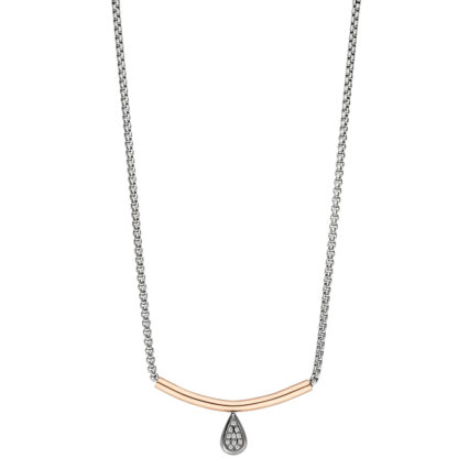 Collier "Tropfen" Edelstahl/PVD rotgoldfarben mit Zirkonia weiß – Bild 3
