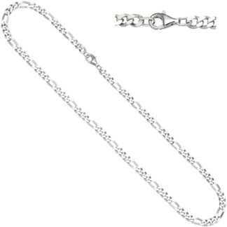 Collier/Figarokette 925 Silber diamantiert 60 cm