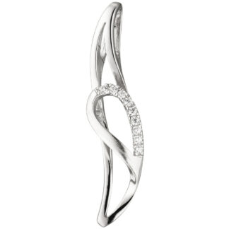 Anhänger "Blatt" abstrakt 925 Silber mit 9 Zirkonia weiß