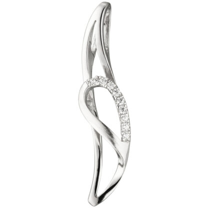 Anhänger "Blatt" abstrakt 925 Silber mit 9 Zirkonia weiß