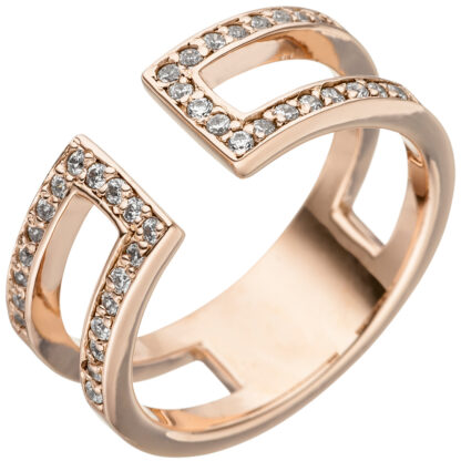Ring 925 Silber/rotvergoldet mit 38 Zirkonia weiß