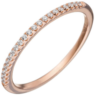 Ring 925 Silber/rotvergoldet mit Zirkonia weiß