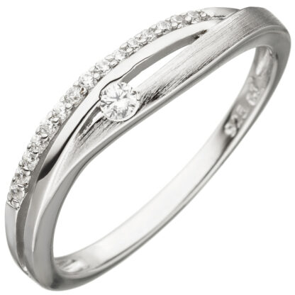 Ring 925 Silber/teilmattiert mit 16 Zirkonia weiß