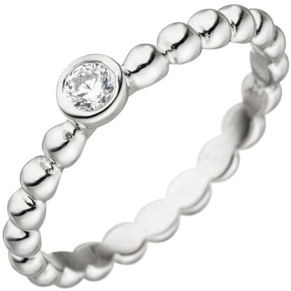 Kugelring 925 Silber mit Zirkonia weiß