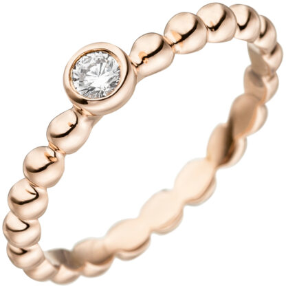 Kugelring 925 Silber/rotvergoldet mit Zirkonia weiß