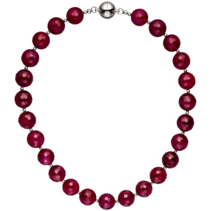 Collier mit Achat brombeerfarben und Hämatin