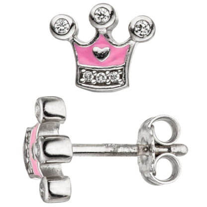 Kinder-Set "Krone" rosa 925 Silber mit Zirkonia und Kette 38 cm – Bild 5