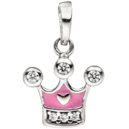 Kinder-Set "Krone" rosa 925 Silber mit Zirkonia und Kette 38 cm – Bild 6