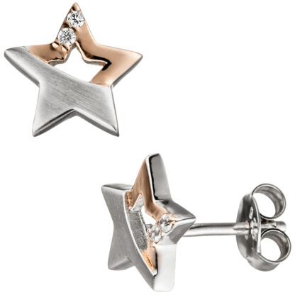 Kinder Set "Stern" 925 Silber/teilrotvergoldet mit Zirkonia und Kette 42 cm – Bild 5