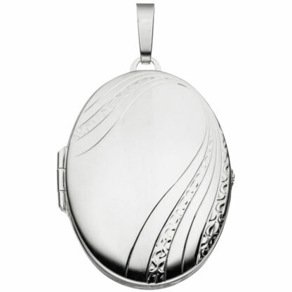 Medaillon oval 925 Silber Wellen-Dekor