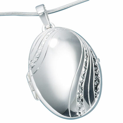Medaillon oval 925 Silber Wellen-Dekor – Bild 2