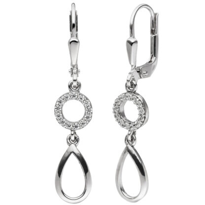 Boutons "Tropfen" 925 Silber mit 26 Zirkonia weiß