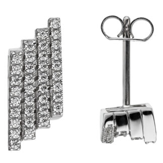 Ohrstecker 925 Silber mit Zirkonia weiß 4-reihig