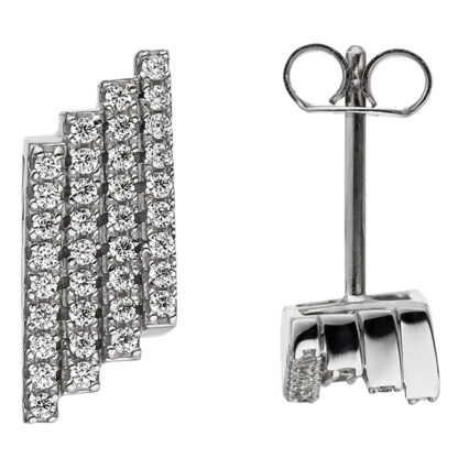 Ohrstecker 925 Silber mit Zirkonia weiß 4-reihig