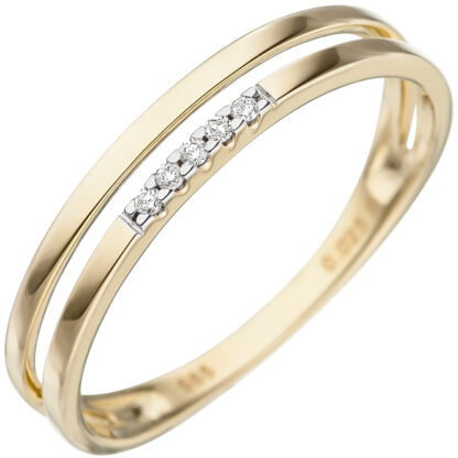 Ring 2-reihig 585 Gelbgold mit Brillanten