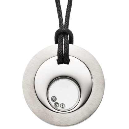 Collier Textilband mit Edelstahl-Anhänger und Kristallen weiß – Bild 3