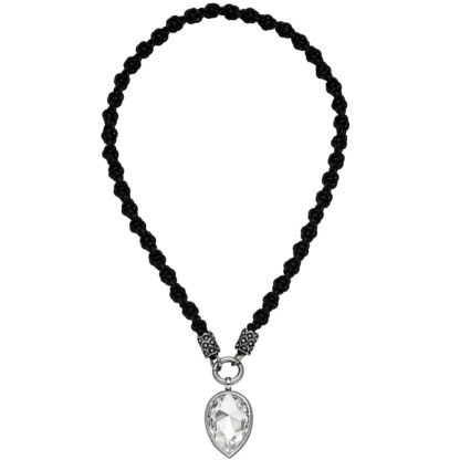 Collier Leder mit Edelstahl-Anhänger und SWAROVSKI ELEMENT, Zirkonia