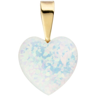 Anhänger "Herz" 333 Gelbgold mit Opal (synth.)