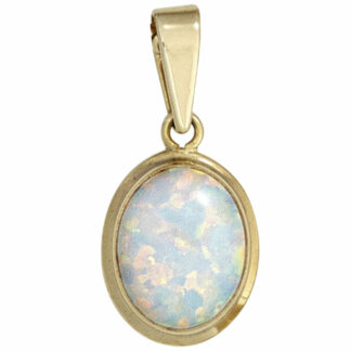 Anhänger oval 333 Gelbgold mit Opal (synth.)