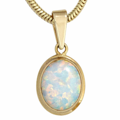 Anhänger oval 333 Gelbgold mit Opal (synth.) – Bild 4