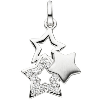 Anhänger "Stern Trio" 925 Silber mit 13 Zirkonia weiß