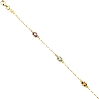Ankerarmband 585 Gelbgold mit Amethysten, Citrin und Blautopas – Bild 2