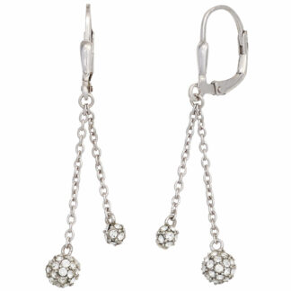 Boutons mit Kugel-Anhänger 925 Silber und Zirkonia weiß