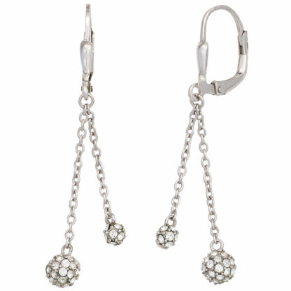 Boutons mit Kugel-Anhänger 925 Silber und Zirkonia weiß