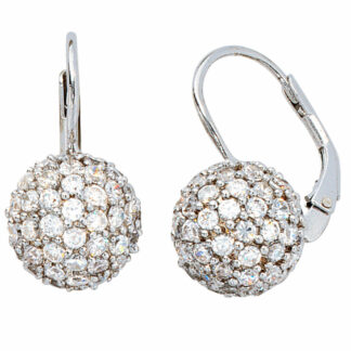 Boutons "Kugel" 925 Silber mit Zirkonia weiß