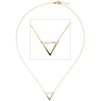 Collier mit Anhänger "Dreieck" 585 Gelbgold mit Brillanten