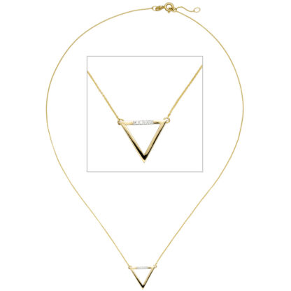 Collier mit Anhänger "Dreieck" 585 Gelbgold mit Brillanten