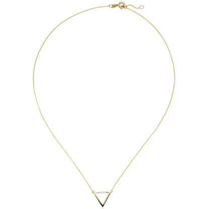 Collier mit Anhänger "Dreieck" 585 Gelbgold mit Brillanten – Bild 4