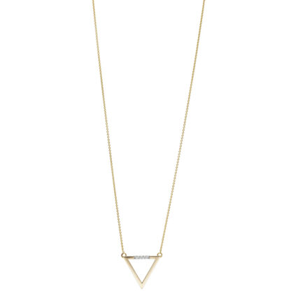 Collier mit Anhänger "Dreieck" 585 Gelbgold mit Brillanten – Bild 2