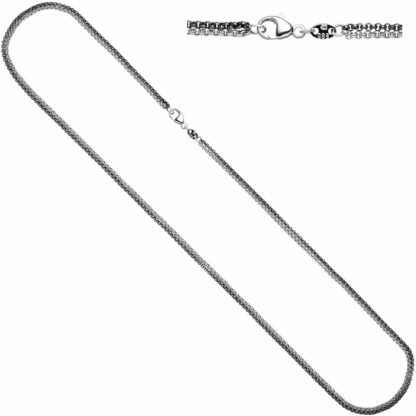 Erbskette 2-reihig 585 Weißgold teilrutheniert 45 cm