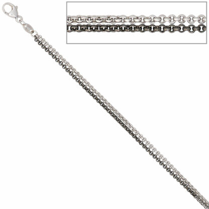 Erbskette 2-reihig 585 Weißgold teilrutheniert 45 cm – Bild 5